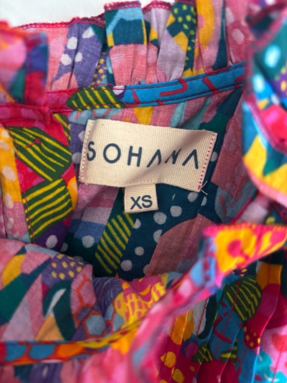 Sohana Vibrant Flutter Pintuck Top XS Bohemian Resortwear - Picture 7 of 9